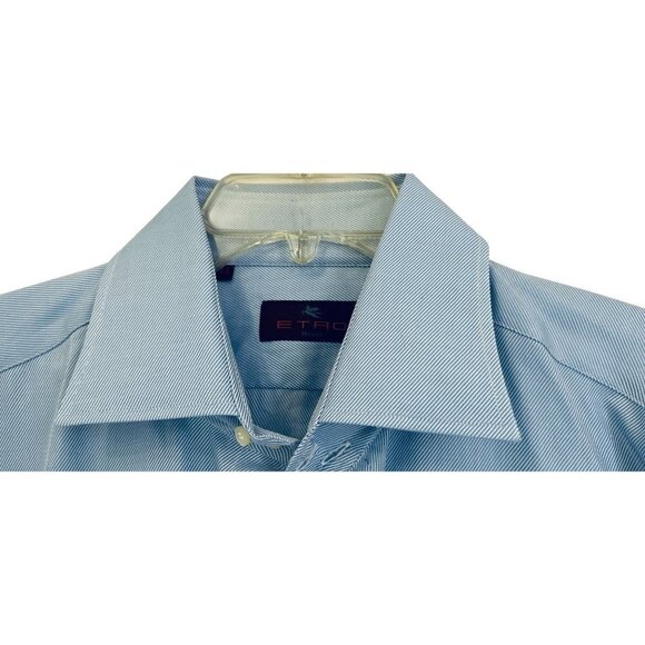 Men's Made in Italy ETRO Light Blue Cotton Long Sleeve Button Down Shirt Size 43 - Picture 2 of 6